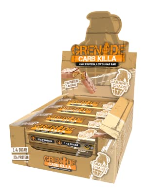 Grenade Carb Killa High Protein and Low Carb Bar, 12 x 60 g, Caramel Chaos