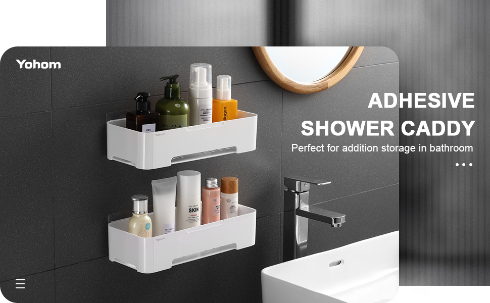 adhesive shower caddy wall mounted bathroom shelf waterproof shampoo holder self-adhesive shower