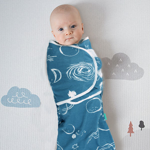 The bottom part of the swaddle is roomy through the hips for proper development.