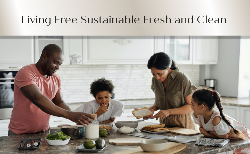 Living free sustainable fresh and clean with dehumidifier moisture absorber bags. 