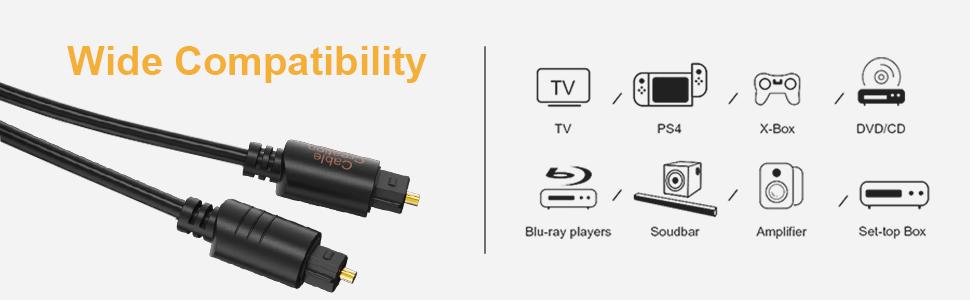 This optical cable 3 feet is perfect for Home Theater Sound Bar TV PS4 Xbox VD/CD player