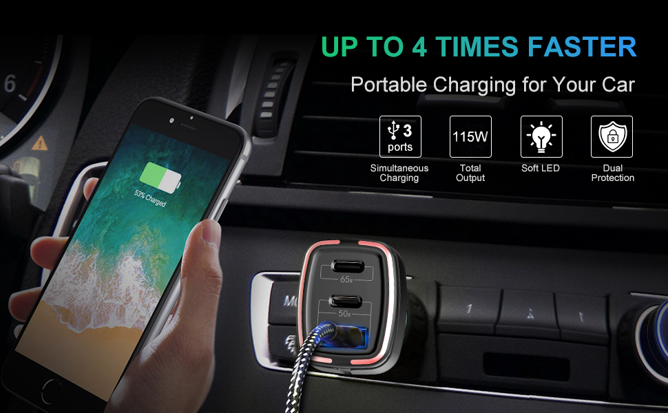 115w car phone charger