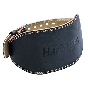 Harbinger Padded Leather Contoured Weightlifting Belt with Suede Lining and Steel Roller Buckle