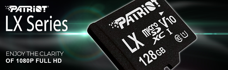 Patriot LX Series microSD SD flash card A1 application performance full HD 1080p recording