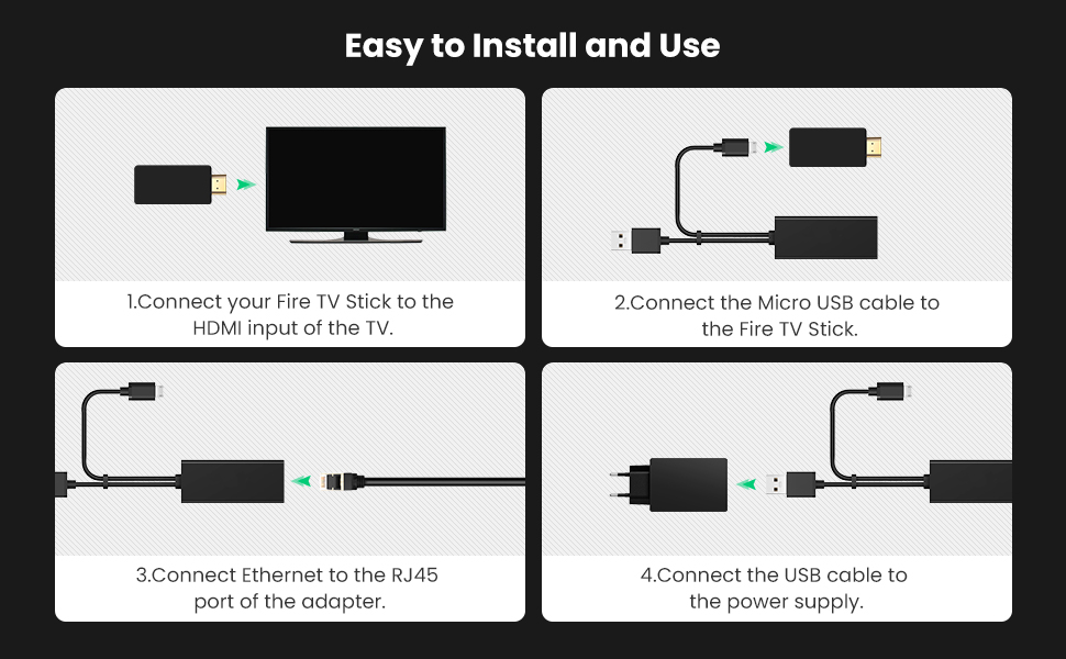 Micro USB to RJ45 Ethernet Adapter with USB Power Supply Cable