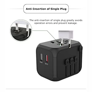 NEWAVE 2 Port USB 4A Smart Universal International Travel Adapter anti-insertion of single plug