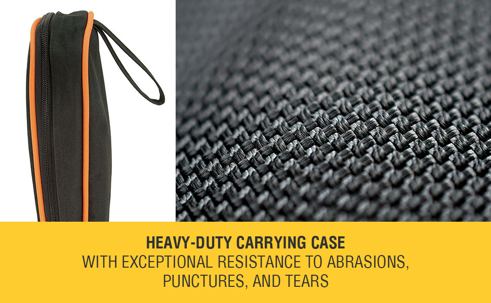 Heavy-duty carrying case with exceptional resistance to abrasions, punctures, and tears