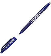 Erasable Pilot FriXion BL-FR7-B 0.7 mm Fine Tip Roller Ball Erasable Gel Ink Pen, Blue, Blue, (13...