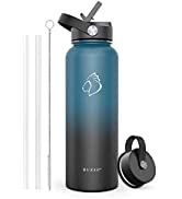 BUZIO Stainless Steel Water Bottle, BPA Free & Vacuum Insulated with Straw Lid and Flex Cap(Cold ...