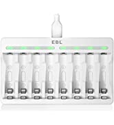EBL 9010 AA AAA Battery Charger - Independent 8 Bay Charger with High Charging Speed for 1.2V Ni-...
