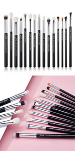 Jessup Pro Eye Makeup Brush Set Black/Silver