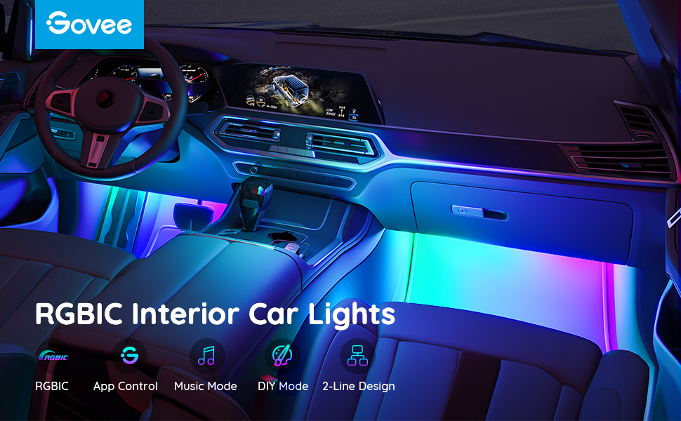 Govee Interior Car Lights, RGBIC Car Lights with Smart APP Control, Music Sync Mode