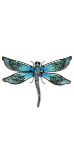 Liffy Metal with Glass Dragonfly Sculpture Home Wall Decor Hanging Decorations for Home, Patio,Porch