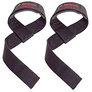 Harbinger Padded Cotton Lifting Straps with NeoTek Cushioned Wrist (Pair), Black