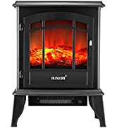 16Inch Panoramic Electric Fireplace Heater Stove,3D Rolling Flame Effect,1800W Portable Flame The...