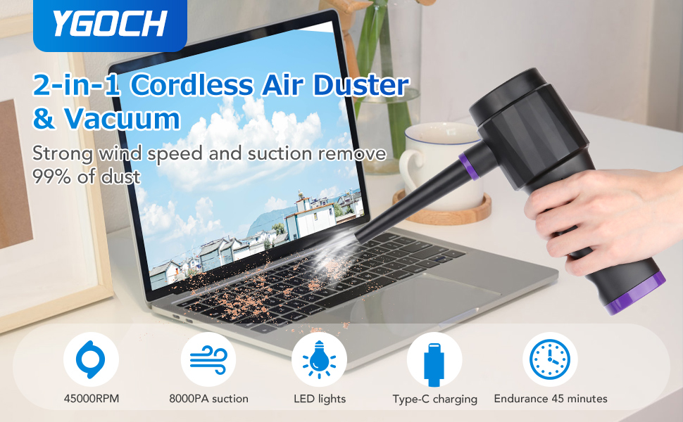 Cordless Air Duster & Vacuum 2-in-1