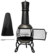 Maxkon Fire Pit BBQ Grill Chiminea Outdoor Patio Heater Portable Fireplace Camping Smoker Brazier...
