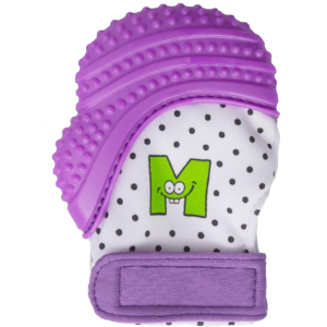 purple munch mitt with dots