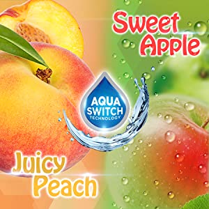 Juicy peach, sweet apple