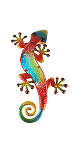 Liffy Metal with Glass Gecko Lizard Wall Decor Lizard Art Red Hanging Glass Decorations for Home