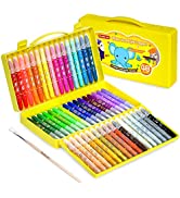 48 Colors Gel Crayons for Toddlers, Shuttle Art Non-Toxic Twistable Crayons Set with 1 Brush and ...