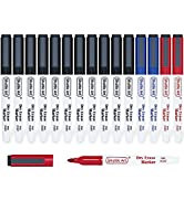 Dry Erase Markers, Shuttle Art 15 Pack 3 Assorted Colors, 11 Black 2 Blue 2 Red Magnetic Whiteboa...