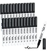 Dry Erase Markers, Shuttle Art 25 Pack Black Magnetic Whiteboard Markers with Erase, Fine Point D...