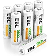 EBL AA Batteries Precharged 2800mAh High Capacity Ni-MH AA Rechargeable Batteries Pack of 8