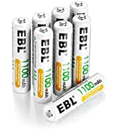 EBL 8 Pack AAA 1100mAh High Capacity Rechargeable Batteries 1.2V Ni-MH AAA Battery (Battery Case ...