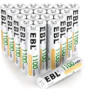 EBL 20 Pack AAA Rechargeable Batteries Ni-MH 1100mAh High Capacity (Typical 1100mAh, Minimum 1000...