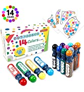 Dot Markers,14 Colors Bingo Daubers with Dot Coloring Book for Toddler Activities, Non-Toxic Wash...