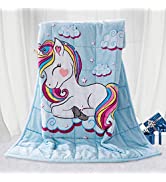 BUZIO Kids Fleece Weighted Blanket 3.2 kg, Unicorn Blanket for Kids with 4 Color Options, Ultra S...