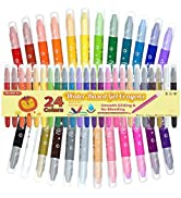 24 Colours Gel Crayons, Washable Twistable Non-Toxic Gel Crayons Set for Toddlers Kids and Studen...