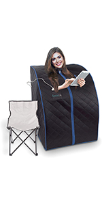 Full Size Portable Steam Sauna ?CPersonal Home Spa, with Remote Control, Foldable Chair, Timer