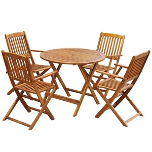 vidaXL 5 Piece Folding Outdoor Dining Set Solid Acacia Wood