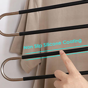 New upgrade non-slip pants hangers Stainless Steel Hanger with Silicone Non Slip Coating