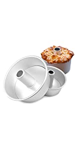 Angel Food Cake Pan, 8 inch Aluminum Round Chiffon Cake Mold Baking Tins with Removable Bottom 