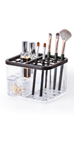 Clear Makeup Brushes Holder Organizer with Drawer Vanity Lipgloss Display Case Eyebrow Pencil