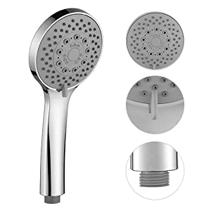 The handheld shower is made ofABS. Chrome face make shower head more beautiful and exquisite. 