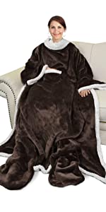 Sherpa Snugle Blanket with Sleeves and Foot Pockets