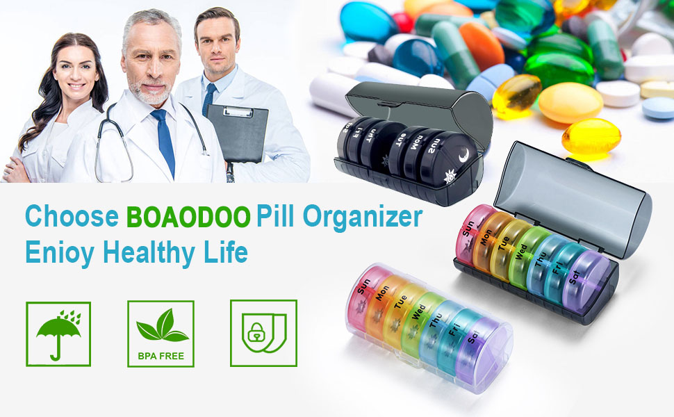 BOAODOO AM PM Pill Organizer, Make Managing Your Weekly Prescription Medicine Simple.