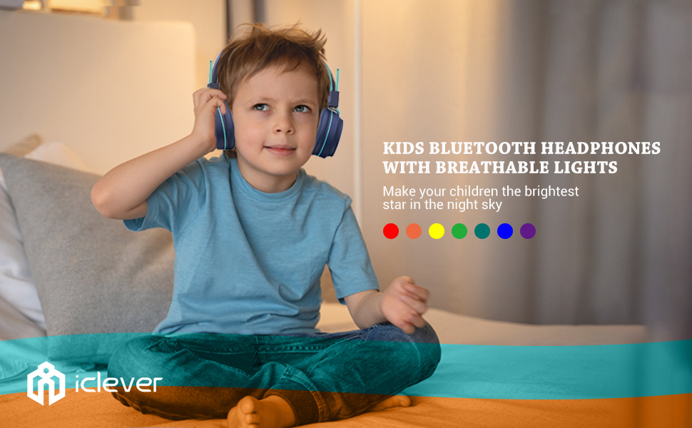 iClever BTH03 Kids Bluetooth Headphones with Breathable Lights