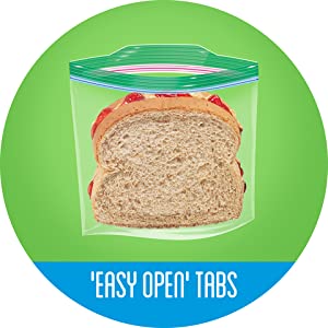 Ziploc Sandwich Bag with easy open tabs