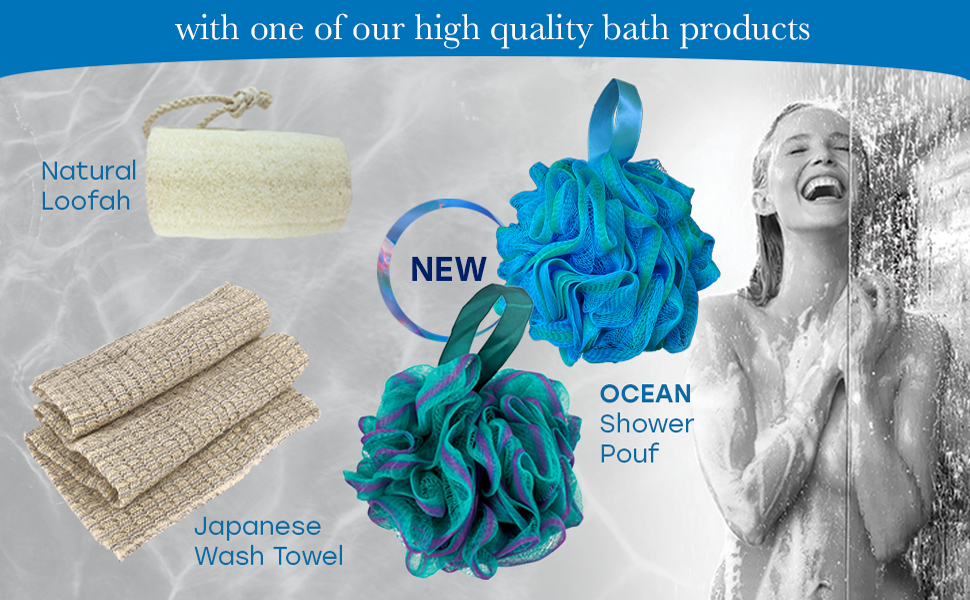 Bathing accessories pouf puff shower Japanese wash towel body back scrubber exfoliate loofah cleanse