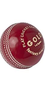 Cricnix Gold Red Leather Cricket Ball 142 grams 5 oz 2 piece