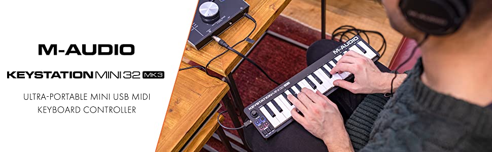 M-Audio Keystation Mini 32 MK3 | Ultra-Portable Mini USB MIDI Keyboard Controller 