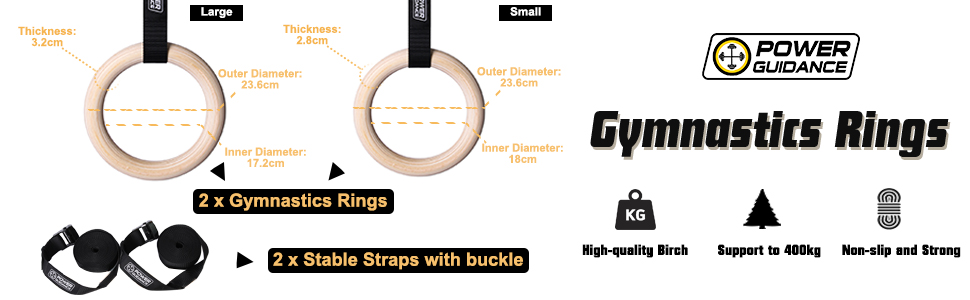 POWER GUIDANCE wood gymnastics rings