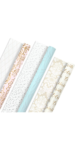 Elegant light pink, blue, cream, gold and gray wrapping paper for Mother's Day, weddings and babies