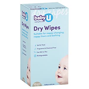 BabyU Dry Wipes, suitable for nappy changing, nappy liners and bathing. 