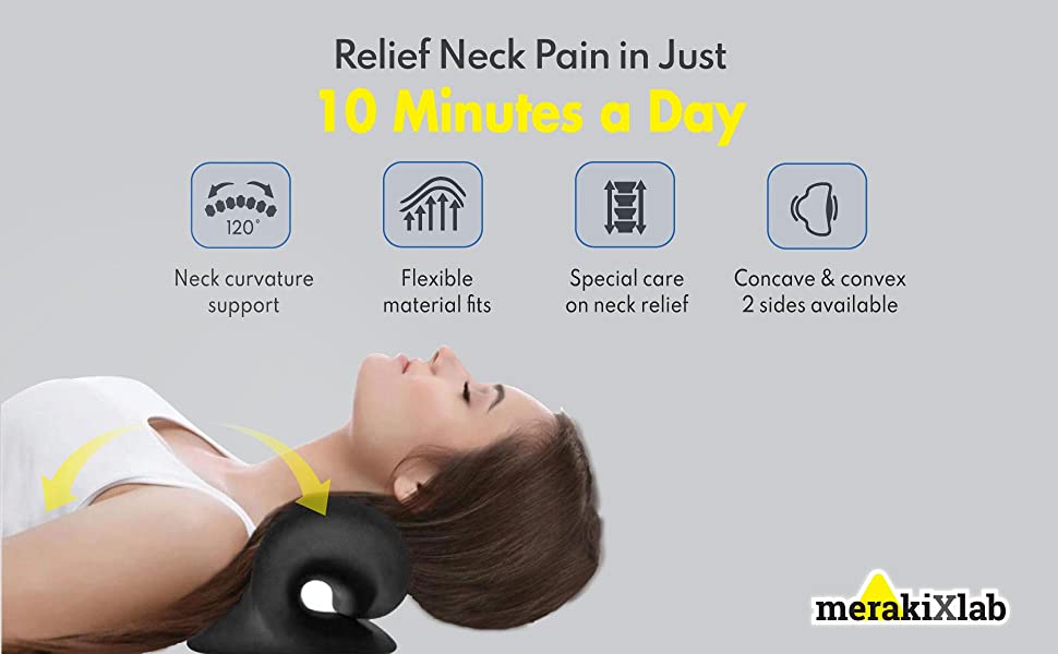 MerakiXlab Neck and Shoulder Relaxer, Cervical Traction Device Chiropractic Pillow Neck Stretcher